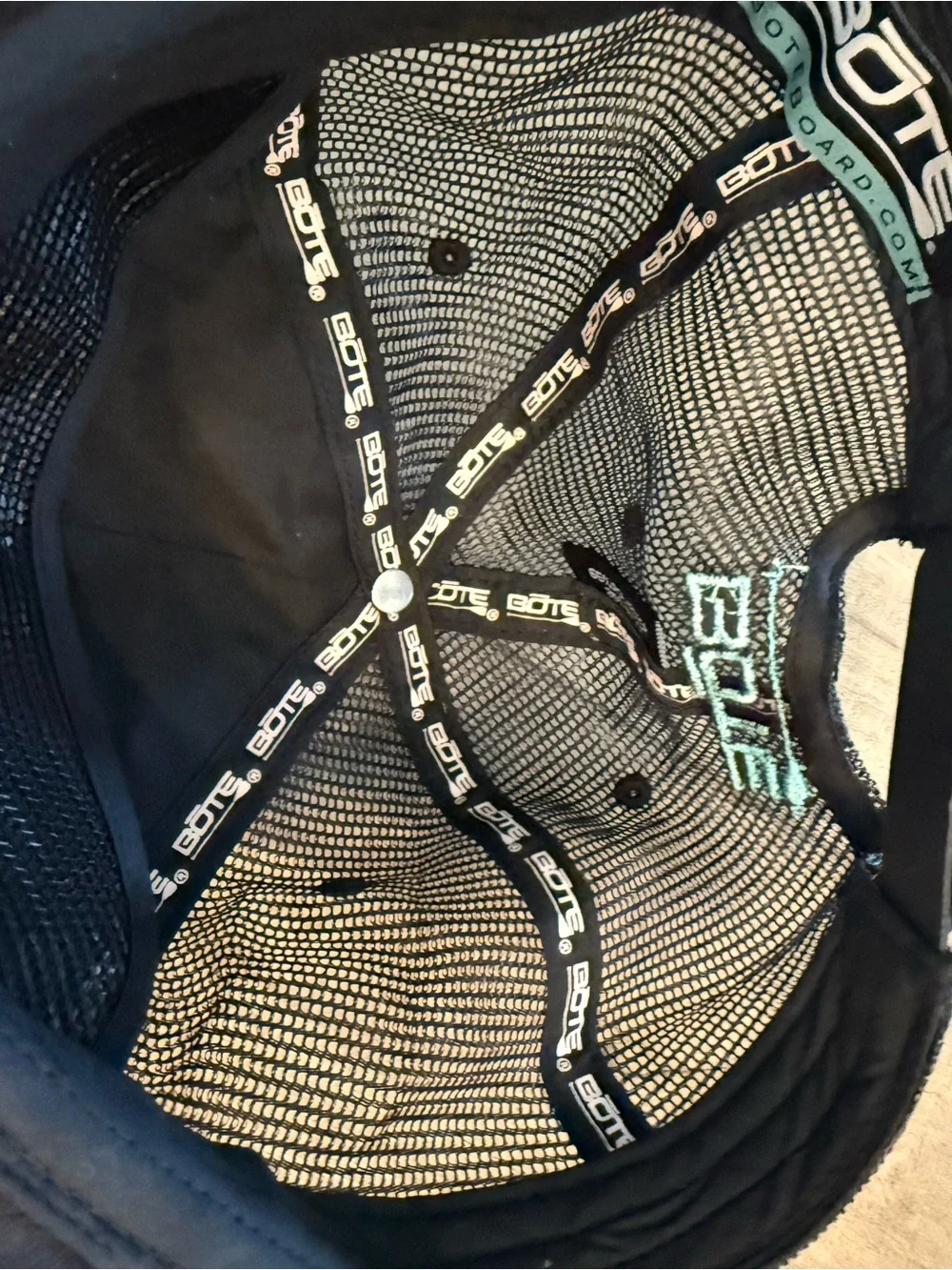 BOTE Stand Apart Premium Board Co Trucker Hat Cap Mesh Back Black Teal Rope VTG